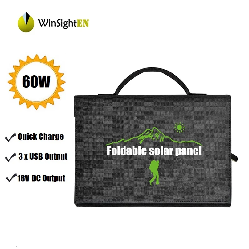 Portable Solar Panel Charger 60W Folding Foldable Waterproof Mobile Power Bank for Phone Battery Three USB Port Outdoor
Portable Solar Panel Charger 60W Folding Foldable Waterproof Mobile Power Bank for Phone Battery Three USB Port Outdoor