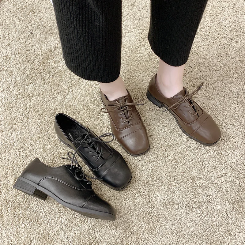 Retro Square Head Small Leather Shoes Women's Korean-style Versatile INS Lace-up 2019 Autumn And Winter New Style British-Style
Retro Square Head Small Leather Shoes Women's Korean-style Versatile INS Lace-up 2019 Autumn And Winter New Style British-Style