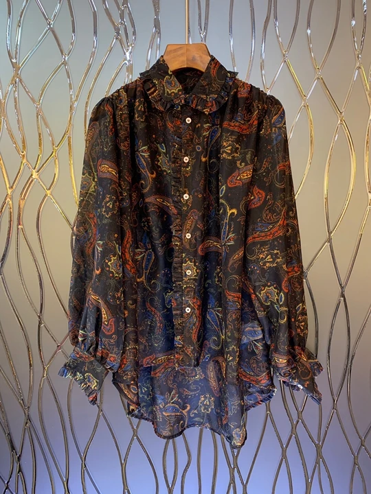2019 Early Autumn New Lady's Turn-collar Printing Patterns Stitching Loose Long-sleeved Top Shirt 810
2019 Early Autumn New Lady's Turn-collar Printing Patterns Stitching Loose Long-sleeved Top Shirt 810