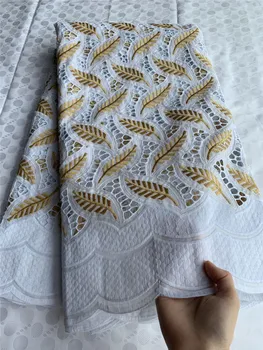 african lace fabric 2020 latest embroidered nigerian lace fabric cotton swiss lace in white and gold 5yards 
african lace fabric 2020 latest embroidered nigerian lace fabric cotton swiss lace in white and gold 5yards