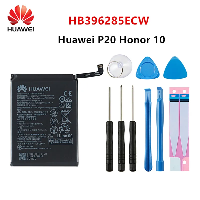 

Hua Wei 100% Orginal HB396285ECW 3400mAh Battery For Huawei P20 Honor 10 COL-AL00 COL-AL10 COL-TL00 COL-TL10 COL-L29 +Tools