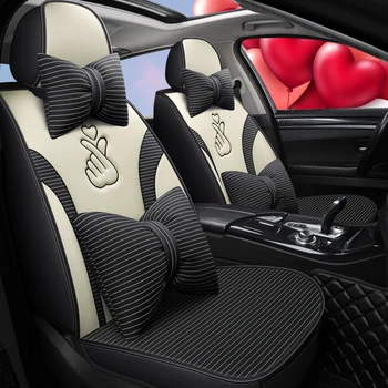 Full Coverage PU Leather car seat cover flax fiber auto seats covers for Clio cap tur duster koleos scenic dokker kangoo rena
