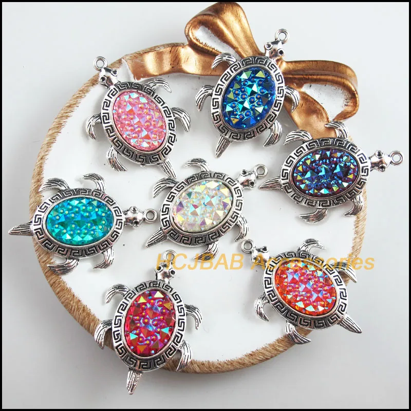 7 New Tortoise Charms Tibetan Silver Tone Retro Mixed Oval Resin Pendants 27.5x41.5mm
7 New Tortoise Charms Tibetan Silver Tone Retro Mixed Oval Resin Pendants 27.5x41.5mm