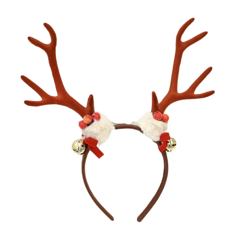 

C6UD Cartoon Christmas Reindeer Horn Shape Headband Acrylic Hair Hoop Xmas Headpiece Festival Party Costume Props Unisex