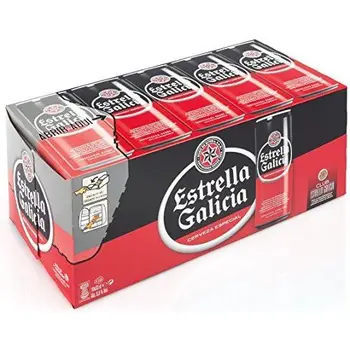 Cerveza estrella galicia pack de 10 latas de 33cl.
Cerveza estrella galicia pack de 10 latas de 33cl.