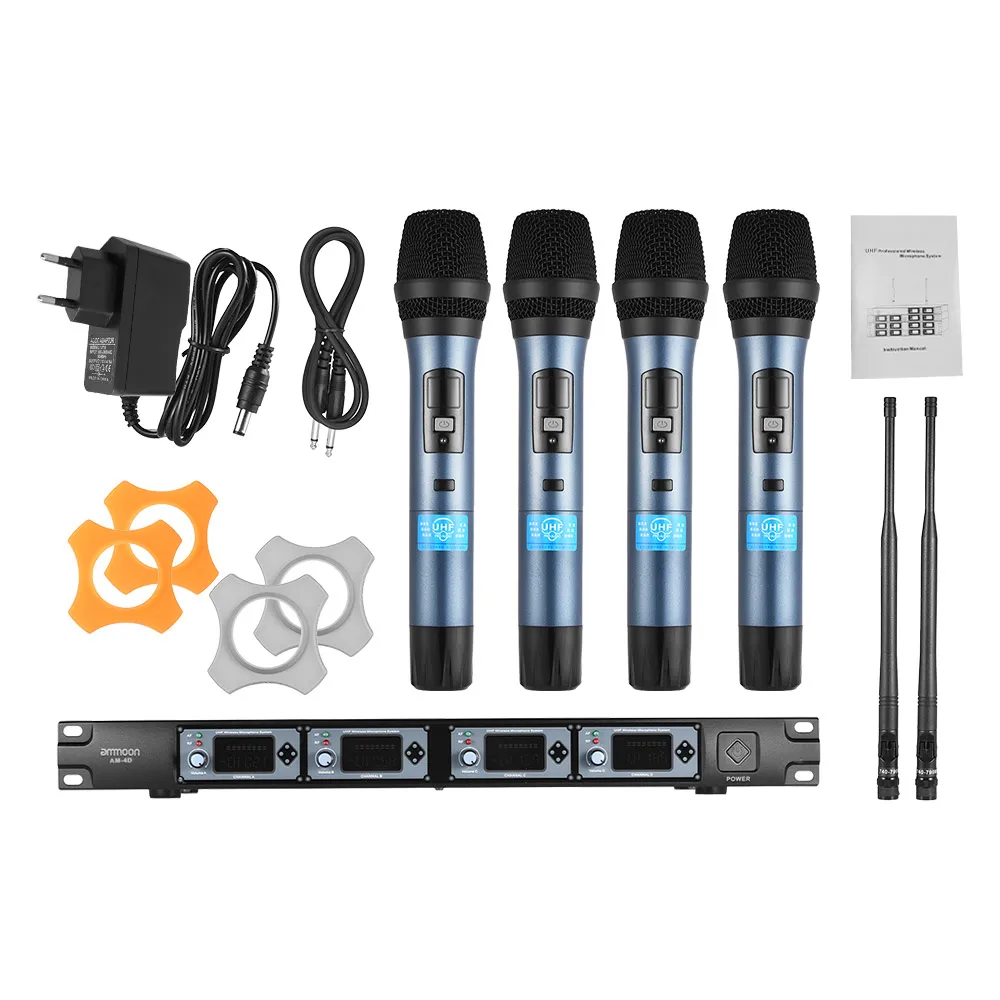 Hot New 4D Professional 4 Channel UHF Wireless Handheld Microphone System 4 Microphones 1 Wireless Receiver
Hot New 4D Professional 4 Channel UHF Wireless Handheld Microphone System 4 Microphones 1 Wireless Receiver