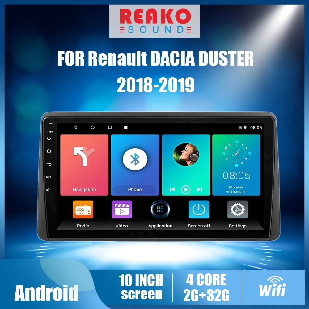 Автомобильный радиоприемник 2DIN реакosound 10 дюймов для Renault Dacia Duster 2018-2019