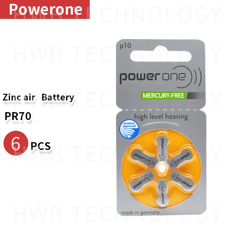 6 шт./лот (1 упаковка) PowerOne PR70 P10 A10 S10 цинковая кнопка для слухового аппарата