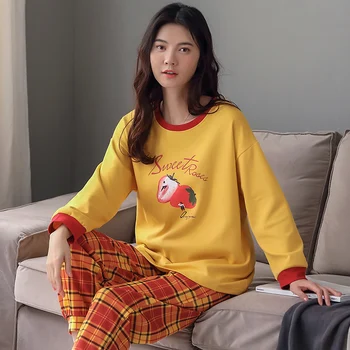 Autumn Winter Sleepwear Sets For Women Lovely print Patterned Pajamas Home Wear Hot Sale Femme cotton Pijamas 
Autumn Winter Sleepwear Sets For Women Lovely print Patterned Pajamas Home Wear Hot Sale Femme cotton Pijamas