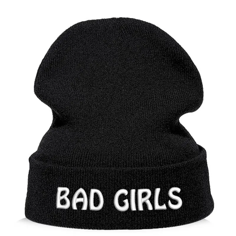 

Beanie Hat Cap Slouchy Winter Letter Embroidery Cool Punk Men Women Teen Street Dance Funny Personalized Csutomized Bad Girls