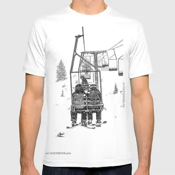 스노우 리프트 스키 의자 리프트, 콜로라도 산악, 흑백 스노보드 바이브 사진 티셔츠, 빈티지 사진