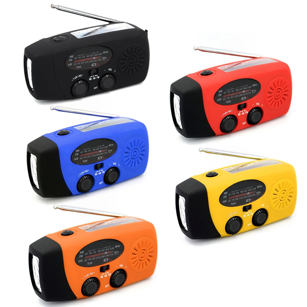 Multifunctional Portable Radio Hand Crank Solar USB FM AM WB NOAA Weather radio Emergency LED Flashlight Torch Power Bank 2000mA |