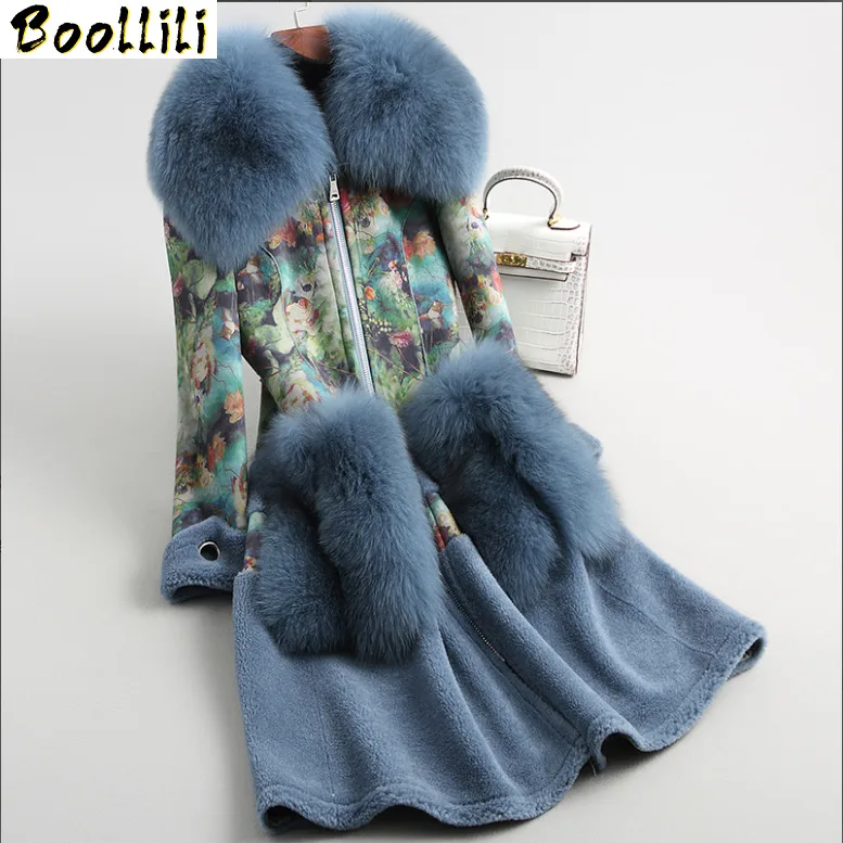 Boollili Sheep Shearling Real Fur Coat Winter Jacket Women Real Fox Fur Collar Wool Coats Print Suede Lining Manteau Femme
Boollili Sheep Shearling Real Fur Coat Winter Jacket Women Real Fox Fur Collar Wool Coats Print Suede Lining Manteau Femme