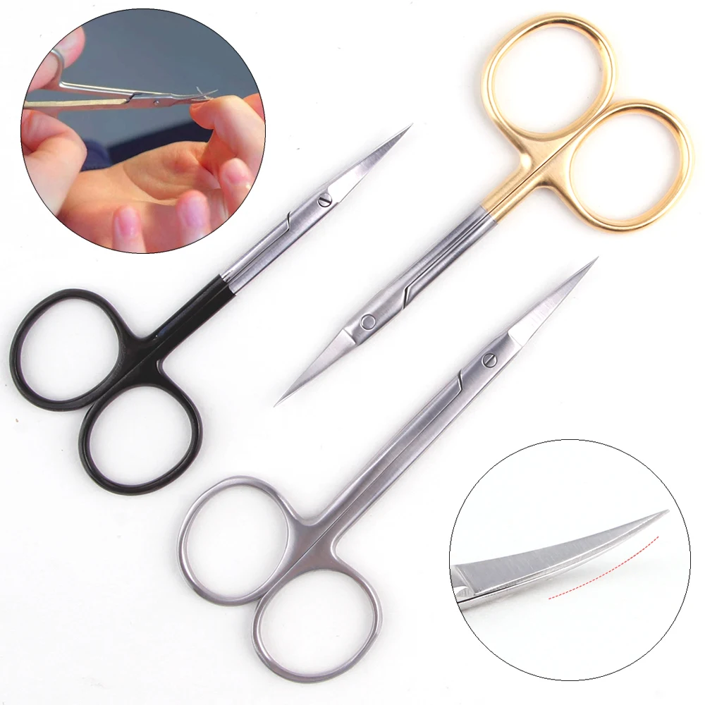 

Manicure Scissors Stainless Steel Cuticle Clipper Regrowth Cut Tweezers Nail Dead Skin Remover Curved Tip Pedicure Scissor Tools
