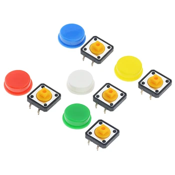 5PCS 12x12x7.3 mm Tactile Switches Square Push Button Tact Switch 12*12*7.3 mm Micro Switches With Round Cap
5PCS 12x12x7.3 mm Tactile Switches Square Push Button Tact Switch 12*12*7.3 mm Micro Switches With Round Cap