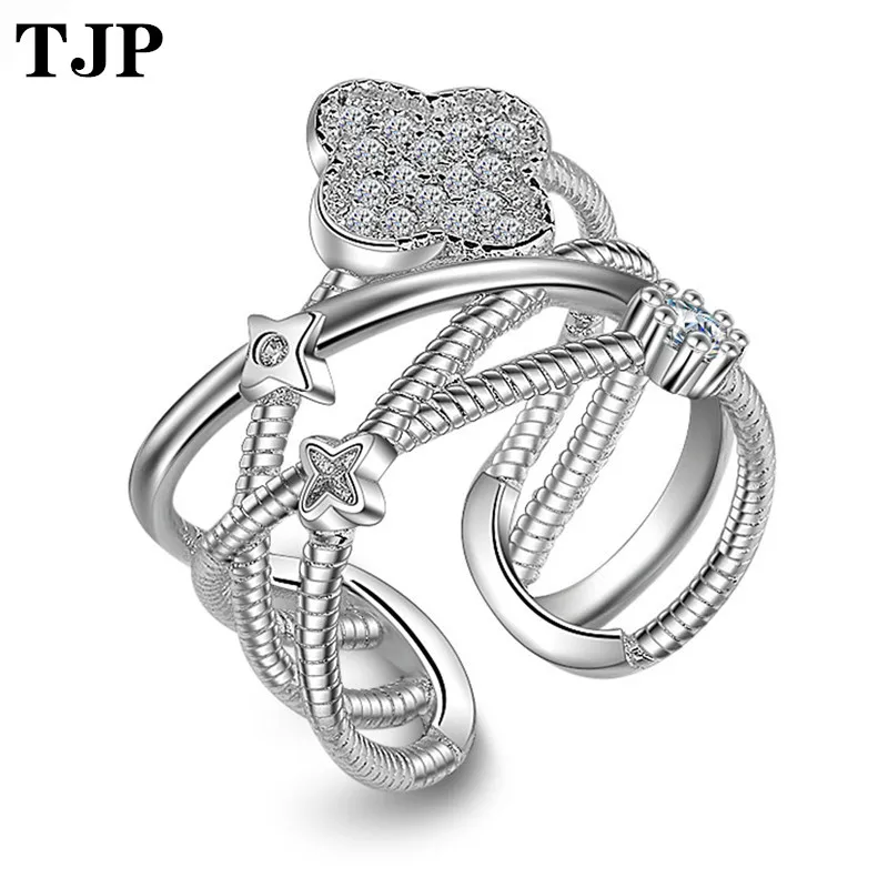 Fashion Brand Don't Fade Copper Alloy Shell Jewelry Unique Multi-layer Lucky Four Leaf Clover Ring Clear CZ Open For Women
Fashion Brand Don't Fade Copper Alloy Shell Jewelry Unique Multi-layer Lucky Four Leaf Clover Ring Clear CZ Open For Women