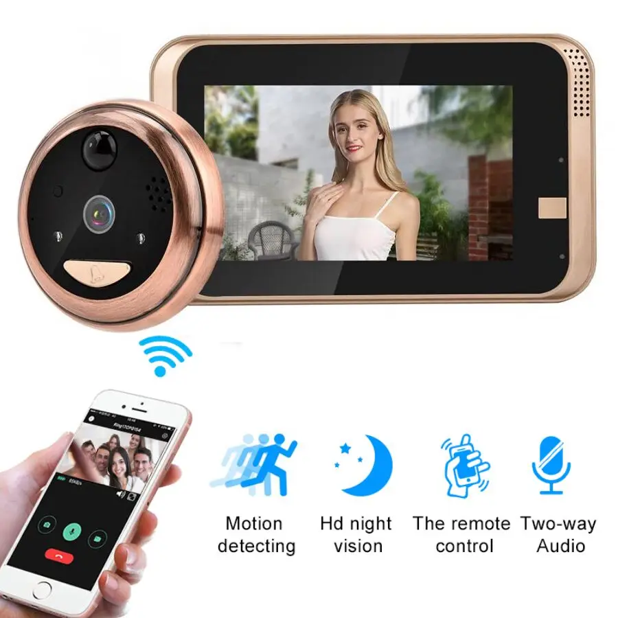 Peephole Camera Wifi 4.3 Inch Home visible Cat Eye Doorbell Smart Voice Phone Intercom Video Anti-Theft Surveillance Doorbell
Peephole Camera Wifi 4.3 Inch Home visible Cat Eye Doorbell Smart Voice Phone Intercom Video Anti-Theft Surveillance Doorbell
