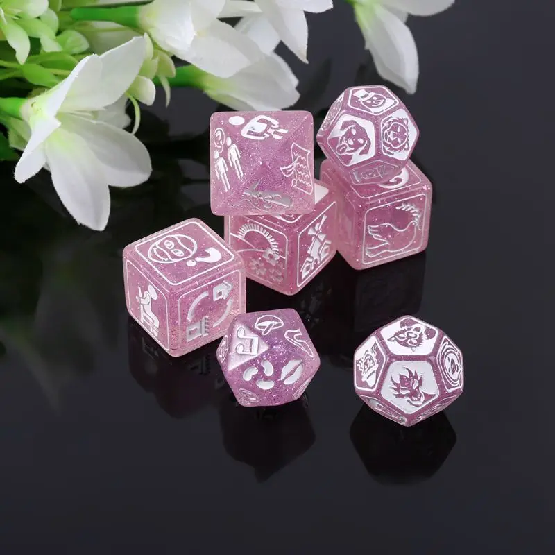 

7pcs/set Story Dices For Story Time Polyhedral Game Dice Says Party Multi Faces Acrylic Dice Toy Q1FF