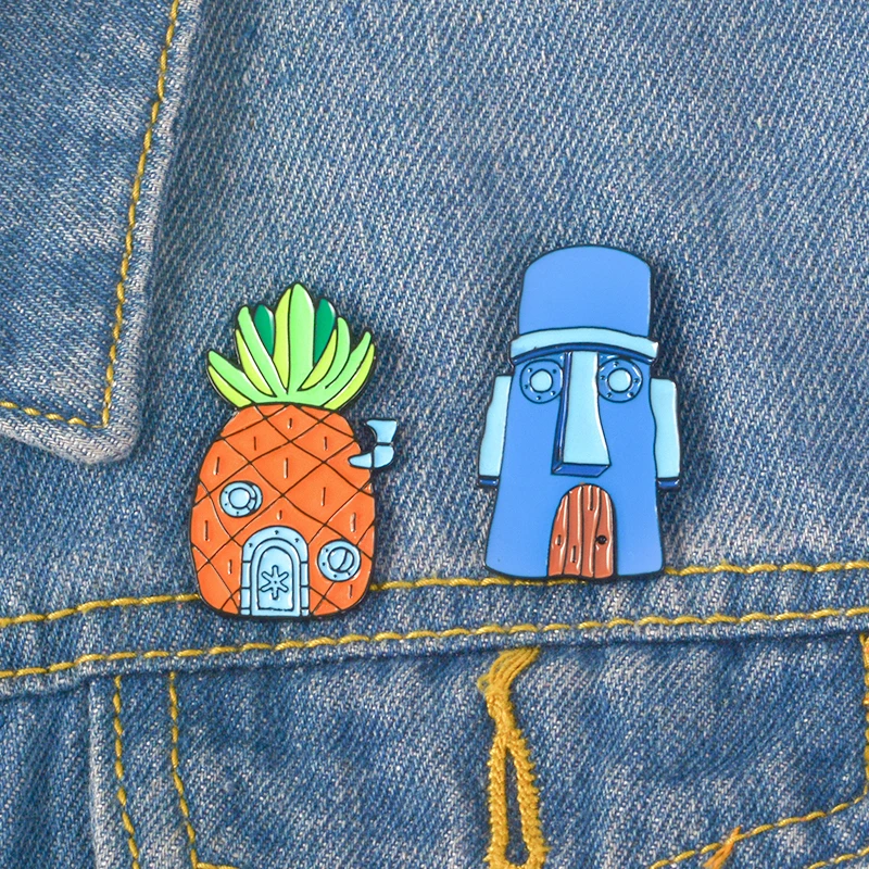 Pineapple Stone House Enamel Pin Cartoon Fruit Home Brooches Funny Hut Brooch Pins Badge Gift for Women Men Children | Украшения и