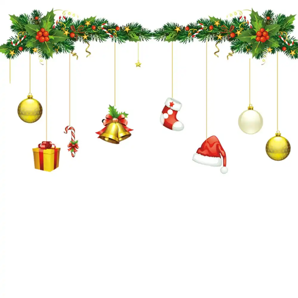 self adhesive snowman balls tree wreath santa claus wall sticker