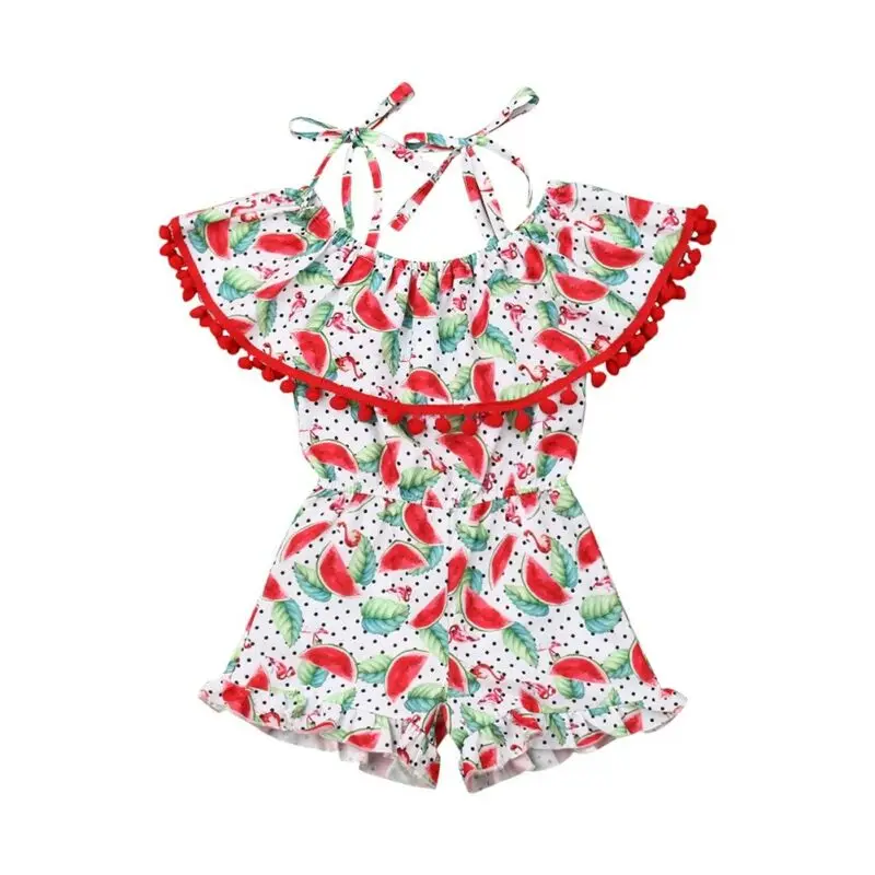2019 Summer Infant Baby Girl Strap Romper Watermelon Print Tassel off Shoulder Jumpsuit Outfit Sunsuit Clothes
2019 Summer Infant Baby Girl Strap Romper Watermelon Print Tassel off Shoulder Jumpsuit Outfit Sunsuit Clothes