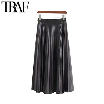 TRAF Women Vintage Elegant Faux Leather Pleated Irregular Midi Skirt Fashion Buttons Fly Female PU Skirts Casual Faldas Mujer 
TRAF Women Vintage Elegant Faux Leather Pleated Irregular Midi Skirt Fashion Buttons Fly Female PU Skirts Casual Faldas Mujer