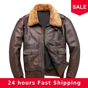 2020 Brown Men Military Pilot Leather Jacket Wool Collar Large Size XXXXL Genuine Cowhide Russian Autumn Military Aviator Coat
2020 Brown Men Military Pilot Leather Jacket Wool Collar Large Size XXXXL Genuine Cowhide Russian Autumn Military Aviator Coat