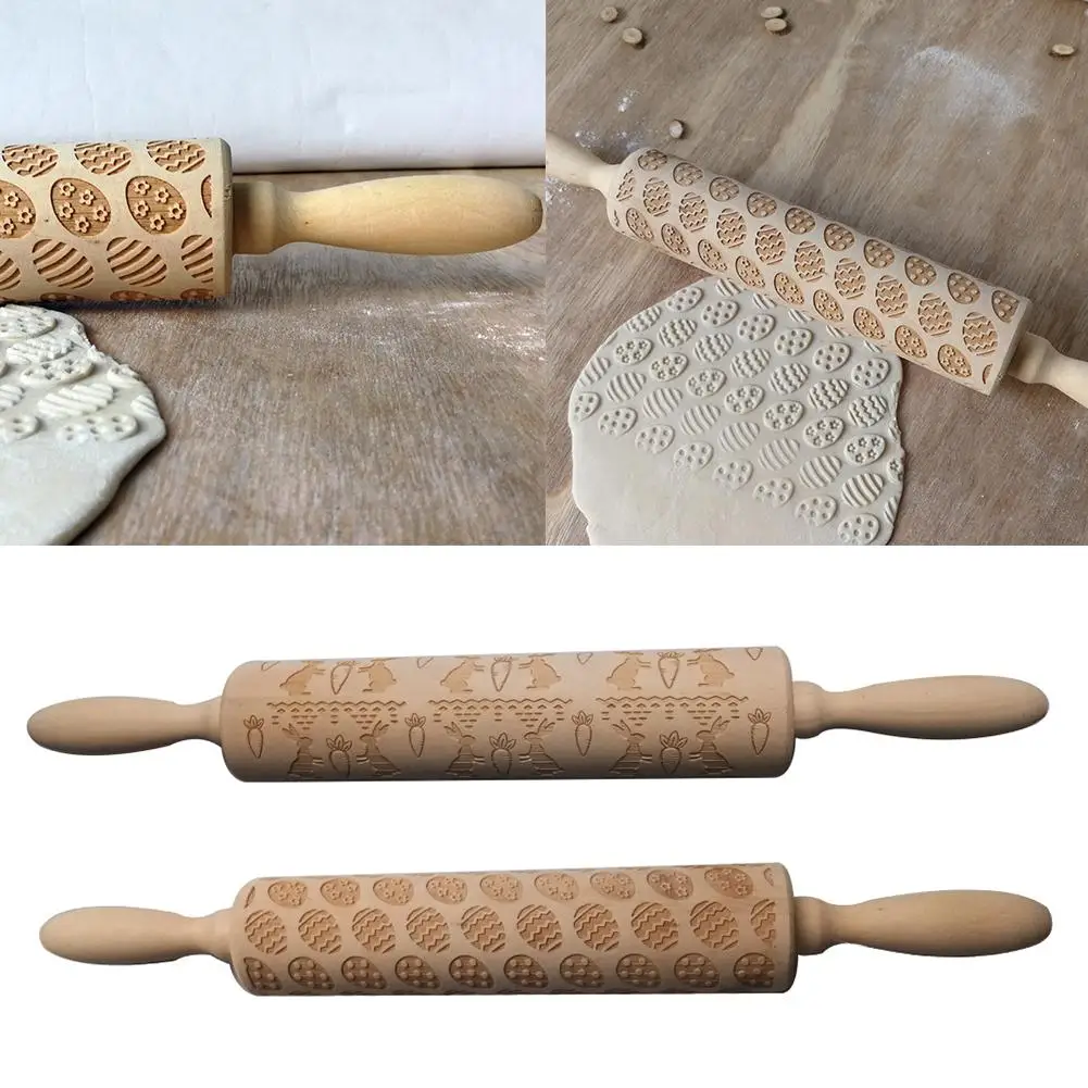 New Egg Carrot Rabbit Easter Embossed Wooden Rolling Pin Embossing Baking Cookie Biscuit Baking Tool Noodle Patterned Roller
New Egg Carrot Rabbit Easter Embossed Wooden Rolling Pin Embossing Baking Cookie Biscuit Baking Tool Noodle Patterned Roller