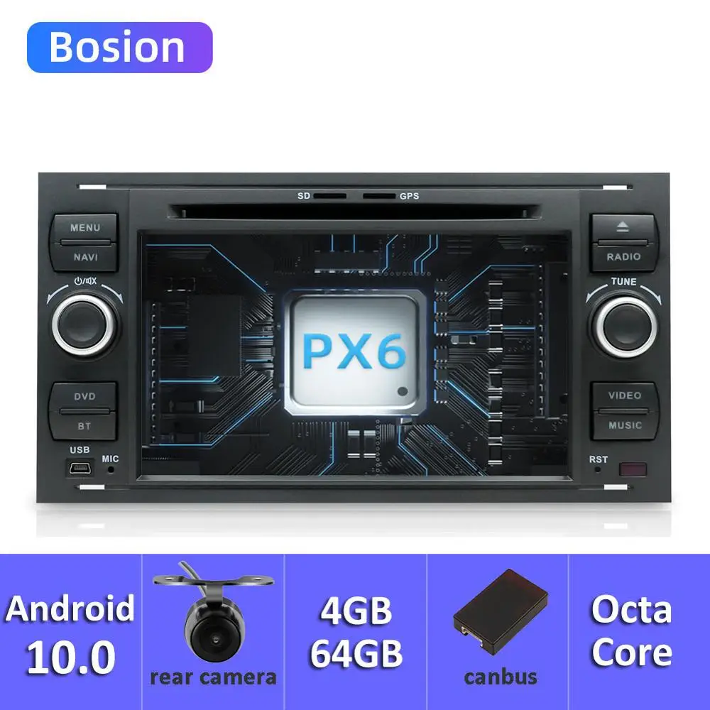 Автомобильный радиоприемник Bosion 2DIN android 10 для focus s max connect mondeo dvd плеер с gps navi FM BT