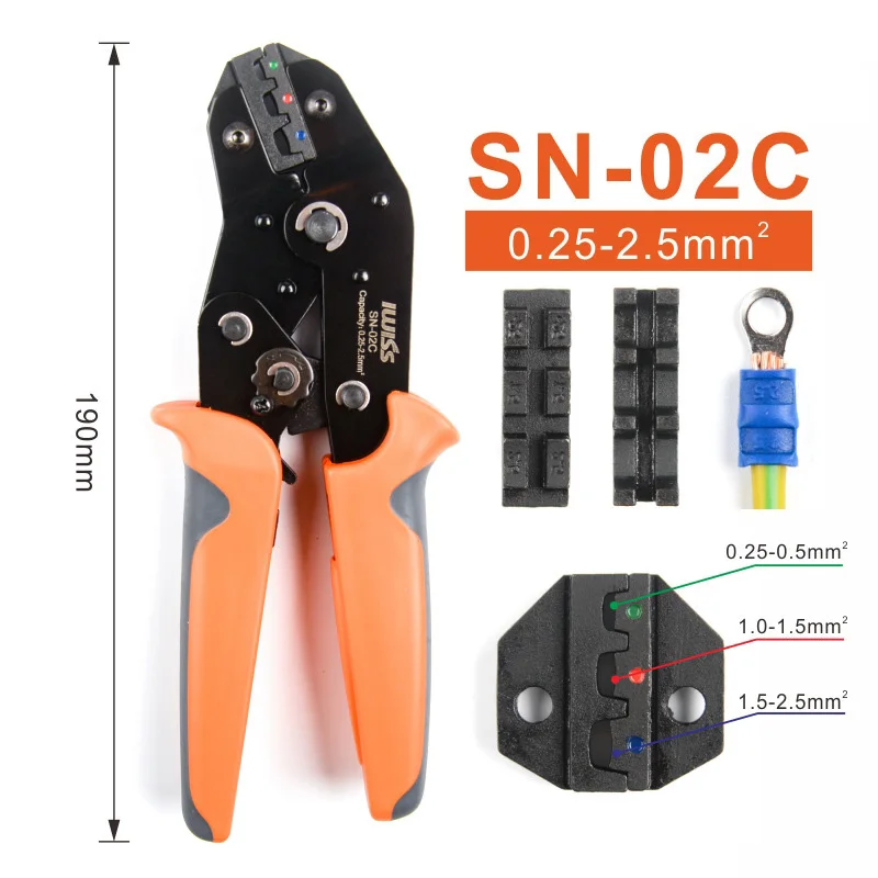 SN-02C Mini Type Self Adjustable Crimping Pliers Electrical Wire Crimper Tool for Insulated Terminals and Butt Connectors
SN-02C Mini Type Self Adjustable Crimping Pliers Electrical Wire Crimper Tool for Insulated Terminals and Butt Connectors