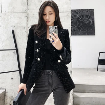 Velvet blazer women blazers and jackets elegant black gold velvet short suit jacket womens blazer casual long blazer feminino 
Velvet blazer women blazers and jackets elegant black gold velvet short suit jacket womens blazer casual long blazer feminino