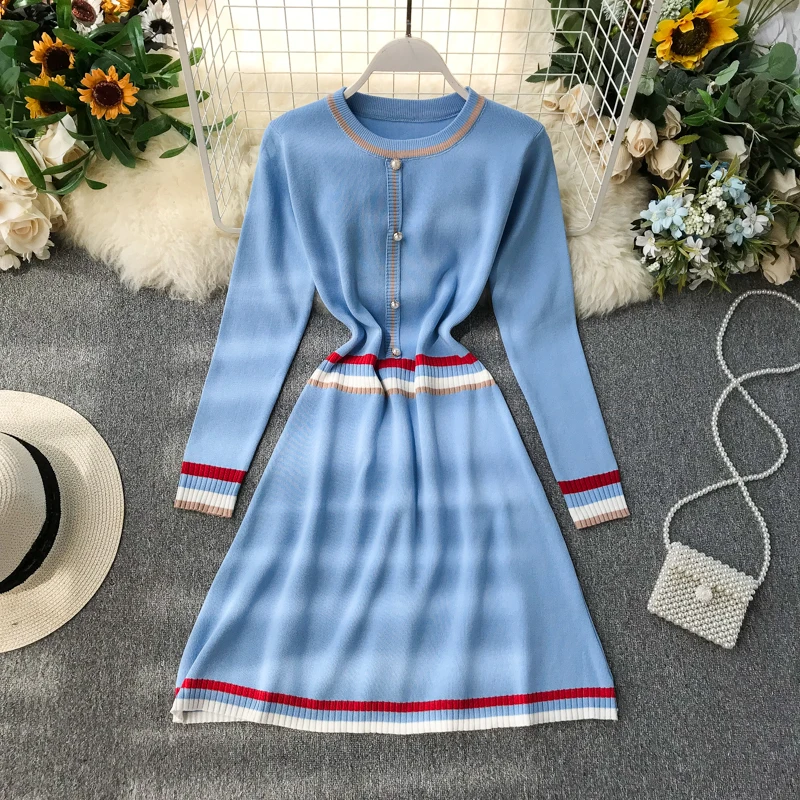 FMFSSOM 2019 New Summer Women O Neck Long Sleeve Vintage Knitting Dress Ladys High Waist Slim Medium Long Dresses 
FMFSSOM 2019 New Summer Women O Neck Long Sleeve Vintage Knitting Dress Ladys High Waist Slim Medium Long Dresses