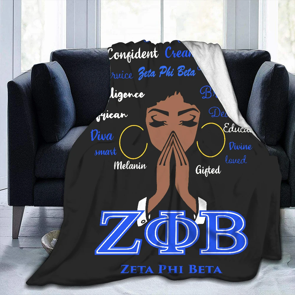 Zeta Phi Beta Throw Blanket Ultra Soft Lightweight Flannel Bed Quilt Durable Home Decor Fleece for Sofa Travel | Дом и сад