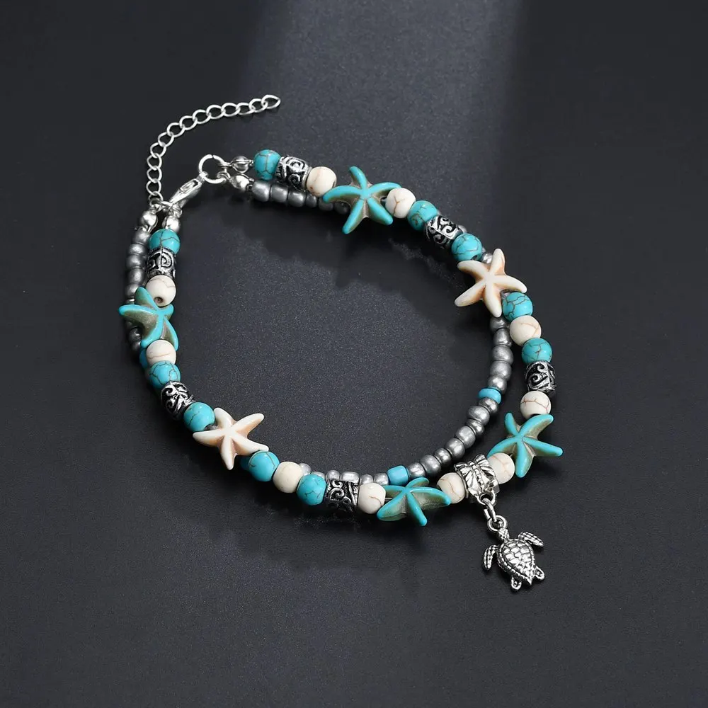 Europe And America Fashion Double Layer Anklet Conch Starfish Bead Yoga Beach Turtle Pendant Anklet Bracelets
Europe And America Fashion Double Layer Anklet Conch Starfish Bead Yoga Beach Turtle Pendant Anklet Bracelets