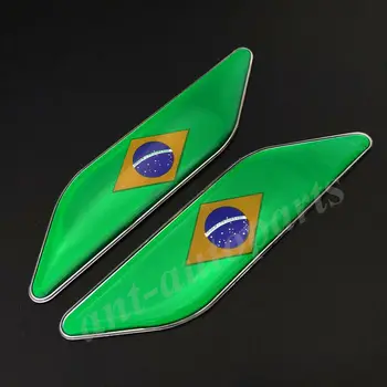 

Pair Brazil Brazilian Flag Car Fender Emblem Side Badge Decals Sticker Fairing