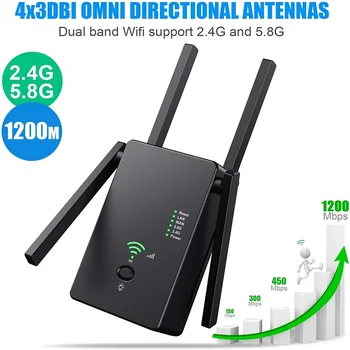 AC1200Mbps Repeater 2.4G / 5G WiFi Extender Signal Booster Access Point With WPS Internet Extends Coverage To Smart Home Device
AC1200Mbps Repeater 2.4G / 5G WiFi Extender Signal Booster Access Point With WPS Internet Extends Coverage To Smart Home Device