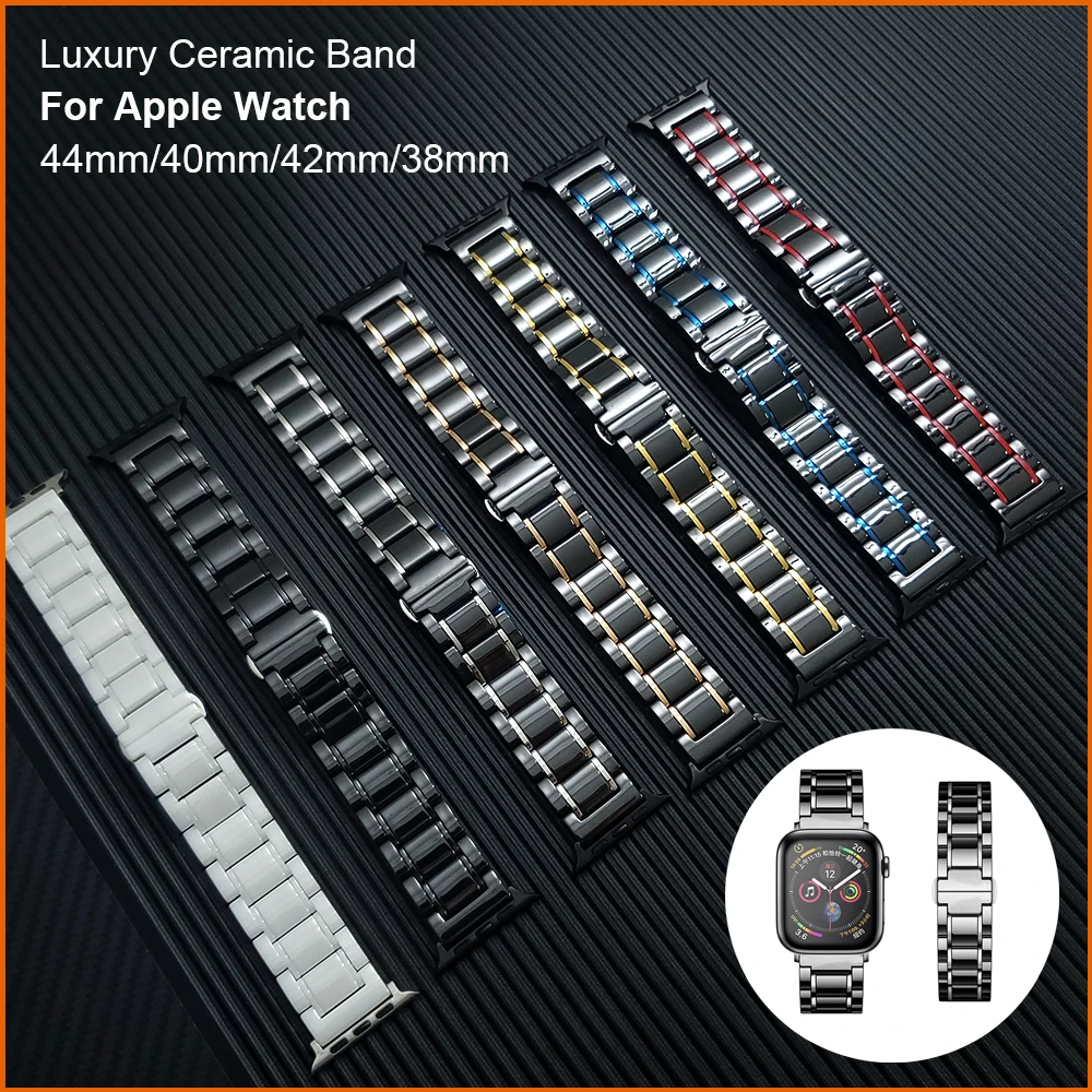 Ремешок керамический для Apple Watch Band роскошный сменный Браслет iWatch 42 мм 38 watch 6 SE 44 40