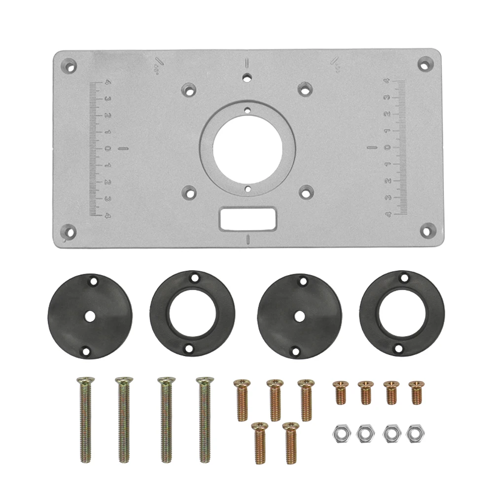 Aluminum Router Table Insert Plate w/ 4 Rings For Woodworking Benches Router Table Plate
Aluminum Router Table Insert Plate w/ 4 Rings For Woodworking Benches Router Table Plate