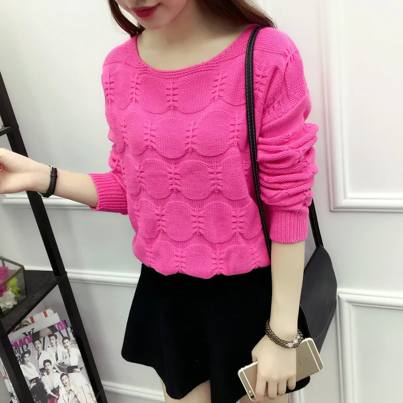 Spring and autumn Candy Apple pattern round neck loose short Pullover long sleeve solid color sweater sweater top
Spring and autumn Candy Apple pattern round neck loose short Pullover long sleeve solid color sweater sweater top