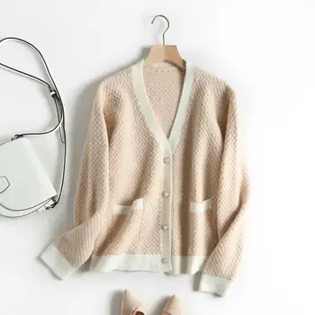 2019 Women Autumn Elegant Patchwork Long Sleeve Cardigan Button Pockets Knitted Coats V-Neck Casual Loose Cardigan
2019 Women Autumn Elegant Patchwork Long Sleeve Cardigan Button Pockets Knitted Coats V-Neck Casual Loose Cardigan