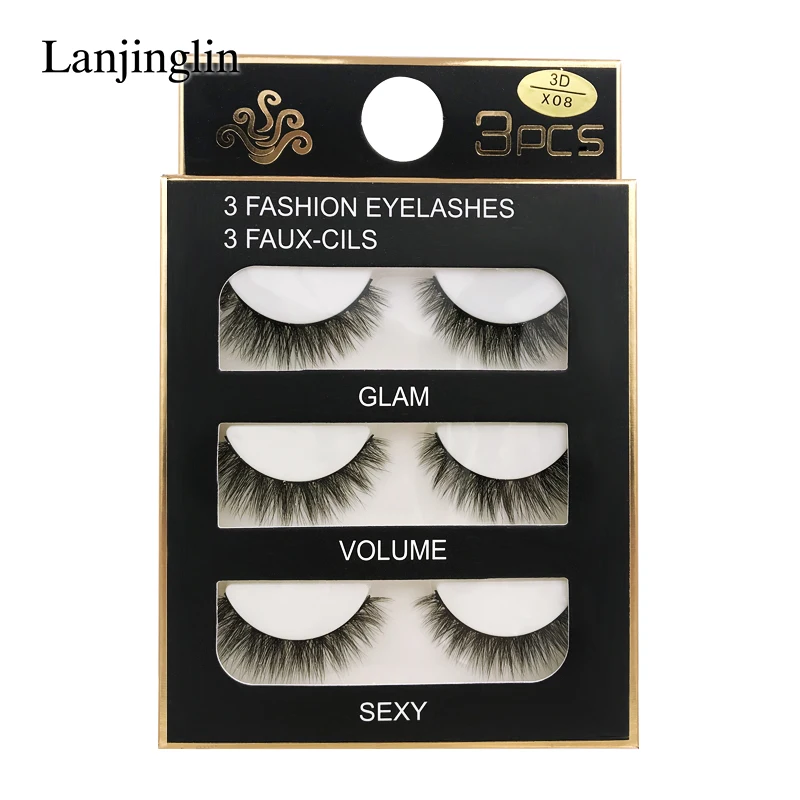 Faux Cils 3 Pairs False Eyelashes Soft Natural Long Wispy Fluffy 3D Mink Lashes Handmade Makeup Tool Extension Fake Eye Lashes 19 H05fd8e376022446ba68bc50bb7bacf457