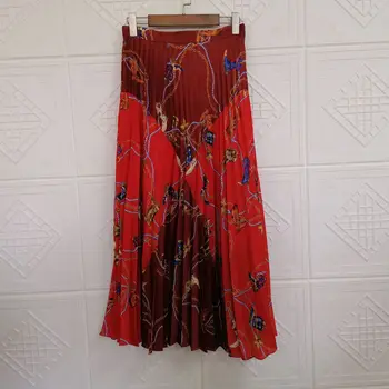 New Vintage Red Women's Midi Skirt Sweet Printing Pleated Ladies Long Skirt
New Vintage Red Women's Midi Skirt Sweet Printing Pleated Ladies Long Skirt
