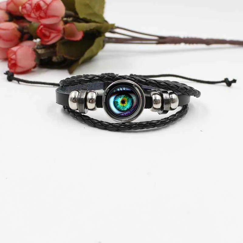 Cat Eye Crystal Glass Time Gem Digital Camera Micro World Lens Braided Leather Bracelet Jewelry | Украшения и аксессуары