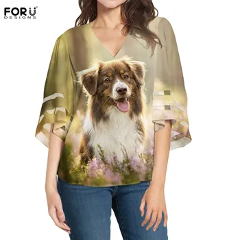 FORUDESIGNS Shepherd Dog Print Women Blouse Bell Sleeves Sheer Patchwork Loose Tee 3D Design Ldies Tops V-neck Soft Shirts
FORUDESIGNS Shepherd Dog Print Women Blouse Bell Sleeves Sheer Patchwork Loose Tee 3D Design Ldies Tops V-neck Soft Shirts