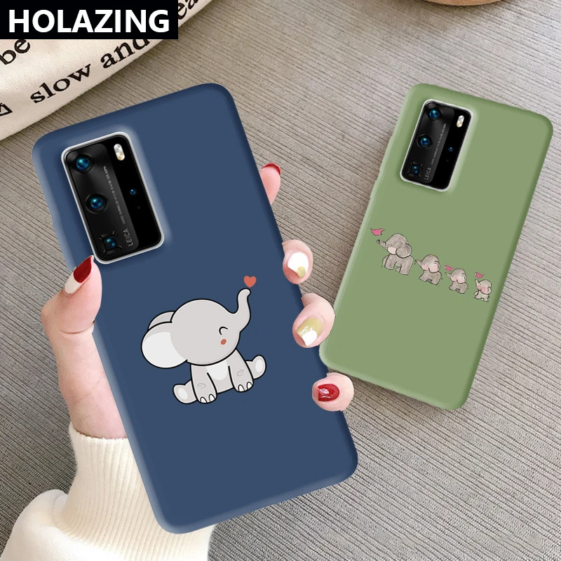 Чехол с рисунком улыбающегося слона для Huawei P40 Pro + P30 P20 Lite P Smart 2019 Plus мягкий