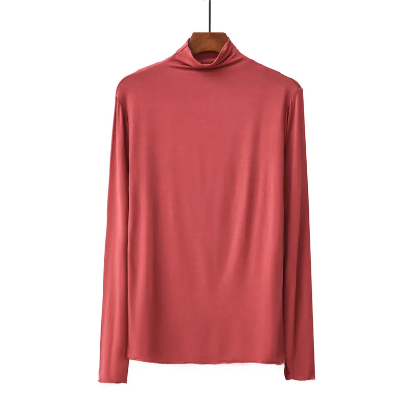 Women Tshirt High Quality Long Sleeve Basic T Shirt Solid Color Turtleneck Modal Womens Tee Shirts Slim Simple Casual Tops Femme
Women Tshirt High Quality Long Sleeve Basic T Shirt Solid Color Turtleneck Modal Womens Tee Shirts Slim Simple Casual Tops Femme