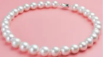 

gorgeous 10-11mm south sea round white pearl necklace 18inch 925s KKK