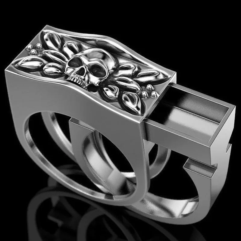 Mens Fashion Accessory Silver Skull Ring Secret Compartment Cinerary Casket Memorial Unisex Jewelry Men Punk Skeleton Rings
Mens Fashion Accessory Silver Skull Ring Secret Compartment Cinerary Casket Memorial Unisex Jewelry Men Punk Skeleton Rings
