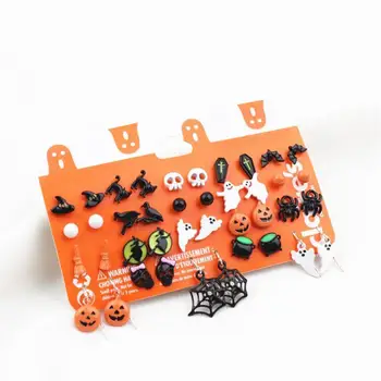 

Christmas Halloween Stud Earring Set Women Bat Pumpkin Lamp Spider Web Skeleton Ghost Cross Pendant Ear Studs Wholesale Jewelry