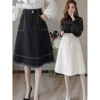 Summer 2020 New Arrivals Hit color Mid Skirt For Women High Waist Single Breasted Lady Skirt Black Double Suture Pockets Skirt
Summer 2020 New Arrivals Hit color Mid Skirt For Women High Waist Single Breasted Lady Skirt Black Double Suture Pockets Skirt